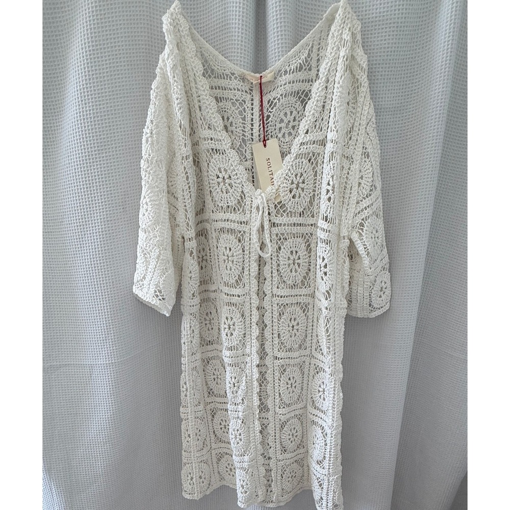 Solitaire White Crochet Lace Swim Cover-Up